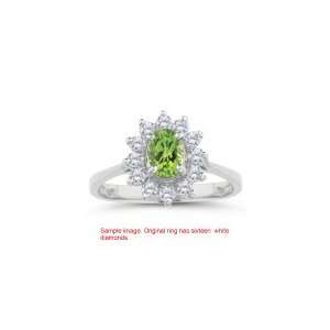  0.32 Cts Diamond & 1.49 Cts Peridot Ring in 18K White Gold 