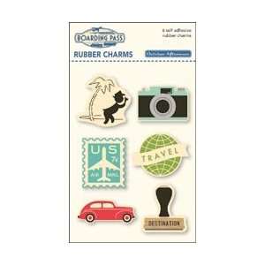  October Afternoon Boarding Pass Rubber Charms 6/Pkg ; 3 
