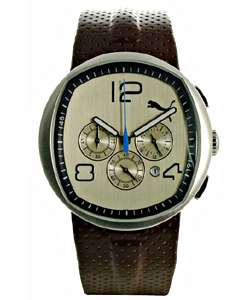 Puma Mens Chronograph Pollux Brown Strap Watch  Overstock