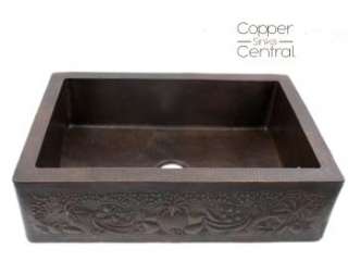 33 Copper Fruits Apron Single Well Kitchen Sink  
