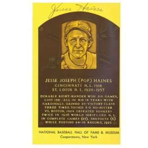  Jesse Haines Autographed Baseball HOF Plaque: Sports 