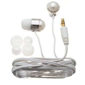   White Pearl Earbuds Earphones Headset In Ear 