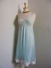 Vtg 50s 60s ADORIA Light AQUA Blue Nylon LACE Peignoir Gown S/M Slip