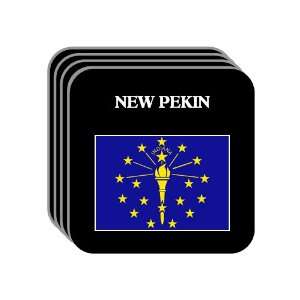  US State Flag   NEW PEKIN, Indiana (IN) Set of 4 Mini 