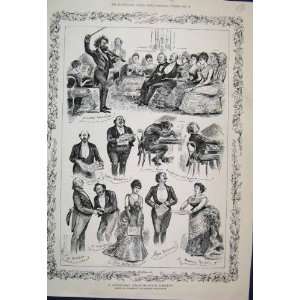  1885 Sketches Drawing Room Concert Mad Musicians: Home 
