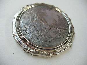 Vintage Stratton Silver Tone Compact, Embossed Design  