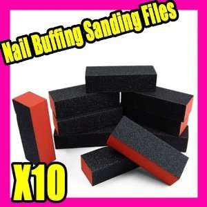    10 X Black Nail Art Buffer Sanding Block Files Gel 019: Beauty