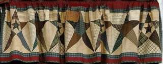 LG~COUNTRY QUILT BLOCK PRIMITIVE STAR WINDOW VALANCE  