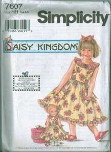 OOP Daisy Kingdom Child Girl Matching Doll Clothes Sewing Pattern Size 