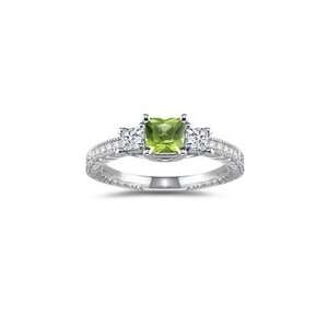  0.44 Cts Diamond & 0.89 Cts Peridot Ring in 14K White Gold 