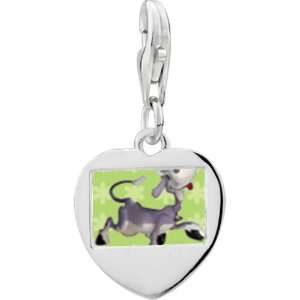   Sterling Silver Dancing Cow Photo Heart Frame Charm: Pugster: Jewelry