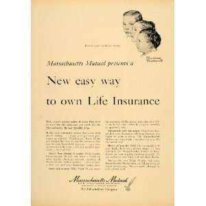  1957 Ad Massachusetts Mutual Insurance Babies Faces 