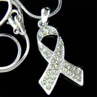 Brain Cancer & Tumor Awareness Ribbon Crystal Necklace  
