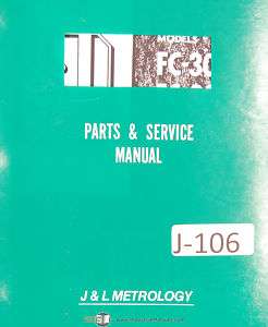 Jones Lamson FC 30, FC 30 ER Optical Comparator Manual  