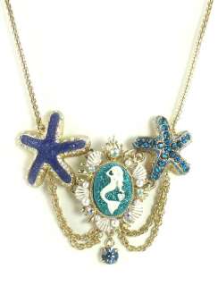 Betsey Johnson Jewelry Sea Excursion Mermaid Starfish Cameo Necklace 