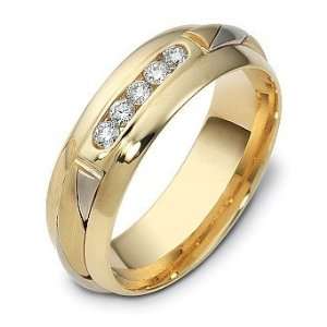 Designer 18 Karat Two Tone Gold Channel Set Diamond Wedding Band Ring 