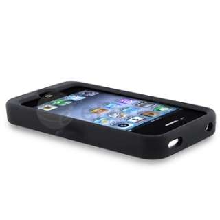 For iPhone 4 4S 4G 4GS Soft SILICONE Skin Case Phone Cover Black 