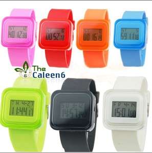   Jelly Plastic Sports Digital Light Watch 7 Colors Oversized style COOL
