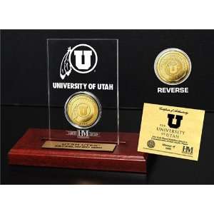   University of Utah Utes 24KT Gold Coin Etched Acrylic: Sports