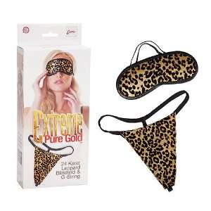  Extreme Pure Gold Leopard Blindfold & G String