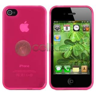 PRIVACY FILTER+PINK TPU Case Cover for VERIZON iPhone 4 s 4s G OS New 