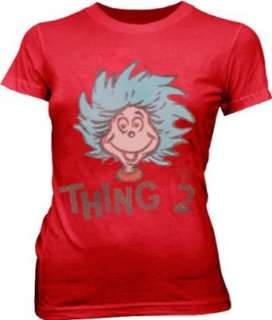    Dr. Seuss Thing 1 or Thing 2 Face Red Juniors T shirt Tee Clothing