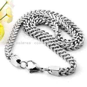   Punk Stainless Steel Byzantine Chain Necklace 22L Silver Tone Fashion