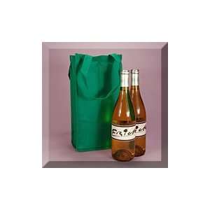  100ea   7 X 4 X 14 Green 2 Bottle Wine Non Woven Bag 
