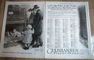 1920 Antique Gulbransen Player Piano Two Page Art Ad  