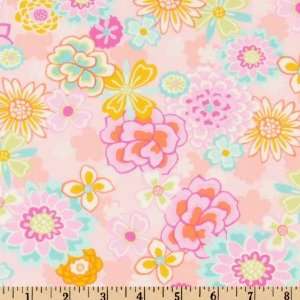  44 Wide Feline Fancy Light Pink W/Flowers Fabric By The 