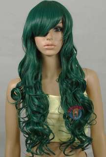33 inch Hi_Temp Series Dark Green Curly wavy Long Cosplay DNA Wigs 