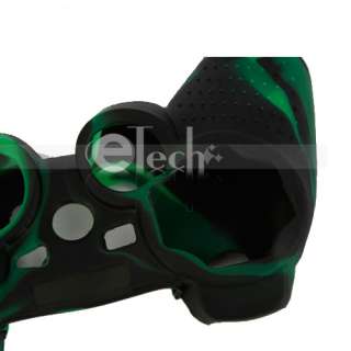   Silicone Case Cover for Sony Playstation 3 PS3 Controller Green Black