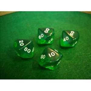    Transparent Green and White D100, 10 Sided Dice Toys & Games
