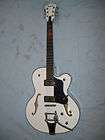 Electric Guitar, arched top hollow body, white, New