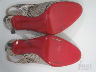 Christian Louboutin Beige/Brown Python Snakeskin Pumps Heels Shoes Sz 