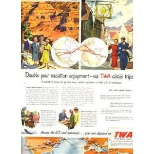  TWA Vacation via Circle Trips Magazine Ad 1950 Everything 