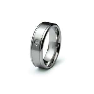  Steel Satin Finish CZ Ring (Size 11) Available Size 8, 9, 10, 11, 12