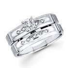    Diamond Engagement Rings Bridal Set 14k White Gold Wedding Band