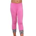Lipstik Girls Soft Pink Zebra Lace Trimmed Designer Capri Leggings 6