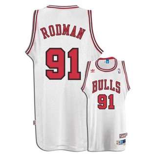 Adidas Dennis Rodman Chicago Bulls Adidas Throwback White Swingman 