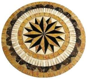 Floor marble medallion black gold tile mosaic USA MADE  