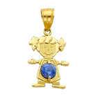   CZ Birthstone Girl Charm Pendant for Baby and Children (Deep Blue