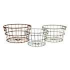   Set of 3 Red, Green and Blue Rustic Wrought Iron Storage Baskets