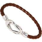  Nexte Brown Leather Silvertone Knot lock Bracelet