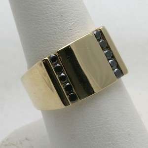 NEW 14k yellow gold BLACK diamond mens ring 1/2 carat!  