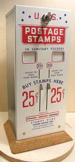 VINTAGE USPS POSTAGE STAMP VENDING MACHINE COIN OP w/key COUNTER TOP 