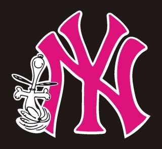 New York Yankees Snoopy Vinyl Sticker Pink 6 #41a  