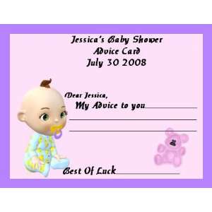  Baby Shower Game Advice Card Girl Personalized 25 pack 