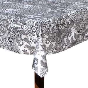  Black and White Toile Oilcloth Table Cloth (48 x 48): Home 