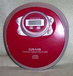 CRAIG Portable CD CD/RW Player Ruby Red w Case CD2808  